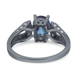 Art Deco Oval Natural Stone Wedding Ring