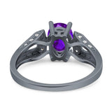 Art Deco Oval Natural Stone Wedding Ring
