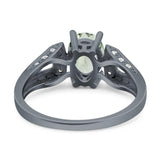 Art Deco Oval Natural Stone Wedding Ring