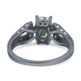 Art Deco Oval Natural Stone Wedding Ring