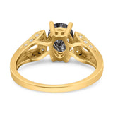 Art Deco Oval Natural Stone Wedding Ring