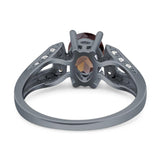 Art Deco Oval Natural Stone Wedding Ring