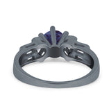 Art Deco Round Natural Stone Cocktail Ring