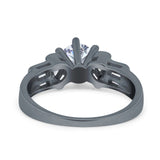 Art Deco Round Natural Stone Cocktail Ring