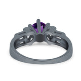 Art Deco Round Natural Stone Cocktail Ring