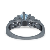 Art Deco Round Natural Stone Cocktail Ring