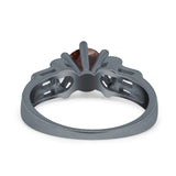 Art Deco Round Natural Stone Cocktail Ring