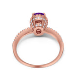 Art Deco Oval Hidden Halo Ring