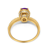 Art Deco Oval Hidden Halo Ring