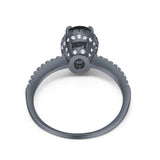 Art Deco Oval Hidden Halo Ring