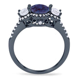 Three Stone Round Natural Stone Ring