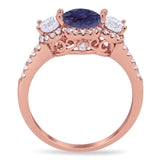 Three Stone Round Natural Stone Ring