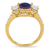 Three Stone Round Natural Stone Ring