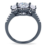 Three Stone Round Natural Stone Ring