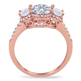 Three Stone Round Natural Stone Ring