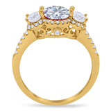 Three Stone Round Natural Stone Ring