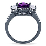 Three Stone Round Natural Stone Ring