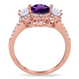 Three Stone Round Natural Stone Ring