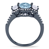 Three Stone Round Natural Stone Ring