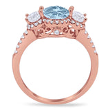 Three Stone Round Natural Stone Ring