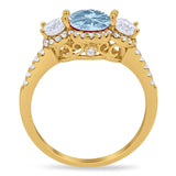 Three Stone Round Natural Stone Ring