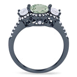 Three Stone Round Natural Stone Ring