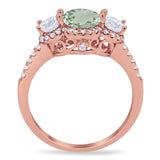 Three Stone Round Natural Stone Ring