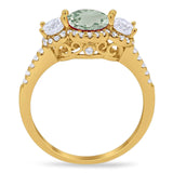 Three Stone Round Natural Stone Ring