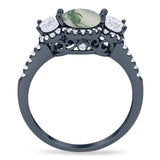 Three Stone Round Natural Stone Ring