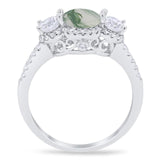 Three Stone Round Natural Stone Ring