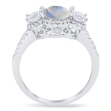 Three Stone Round Natural Stone Ring