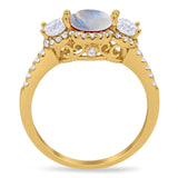 Three Stone Round Natural Stone Ring