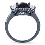 Three Stone Round Natural Stone Ring