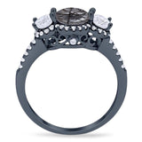 Three Stone Round Natural Stone Ring