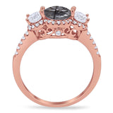 Three Stone Round Natural Stone Ring