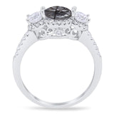 Three Stone Round Natural Stone Ring