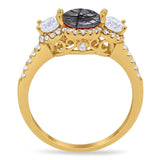 Three Stone Round Natural Stone Ring