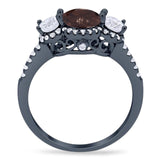 Three Stone Round Natural Stone Ring