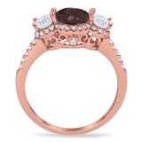 Three Stone Round Natural Stone Ring