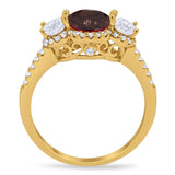 Three Stone Round Natural Stone Ring