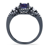 Round Natural Stone Three Stone Ring