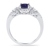 Round Natural Stone Three Stone Ring