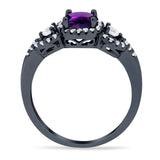 Round Natural Stone Three Stone Ring