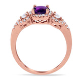 Round Natural Stone Three Stone Ring