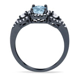 Round Natural Stone Three Stone Ring