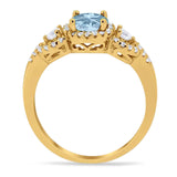 Round Natural Stone Three Stone Ring