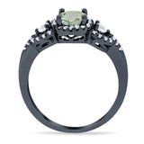 Round Natural Stone Three Stone Ring