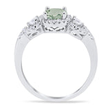 Round Natural Stone Three Stone Ring