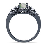 Round Natural Stone Three Stone Ring