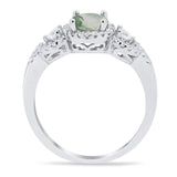 Round Natural Stone Three Stone Ring